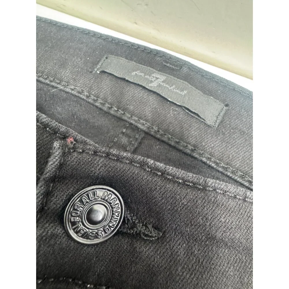 7 For All Mankind Dojo Womens Jeans 31X30 Flare Leg Black Denim Wide Leg Stretch - Picture 8 of 13